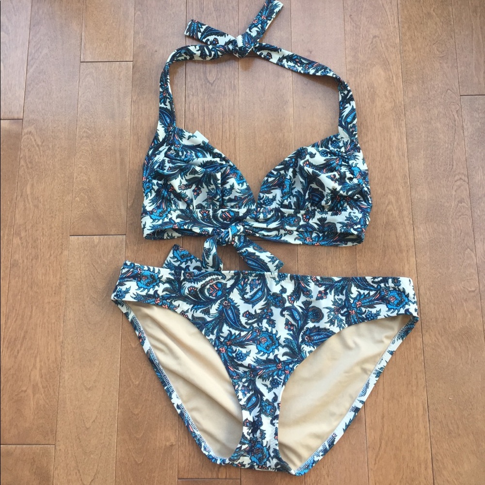 NWT Jcrew Paisley Halter Bikini